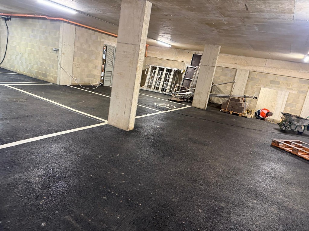 Repeat EV stalls — uniform lining across the slab
